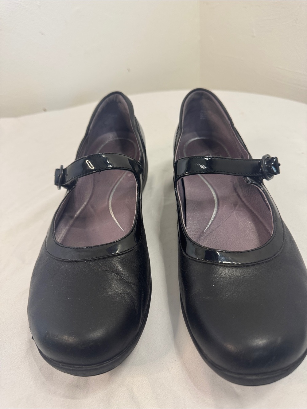 Dansko Black Patent Mary Jane Flats size 42 wedge chunky heel Nurses Office Fem